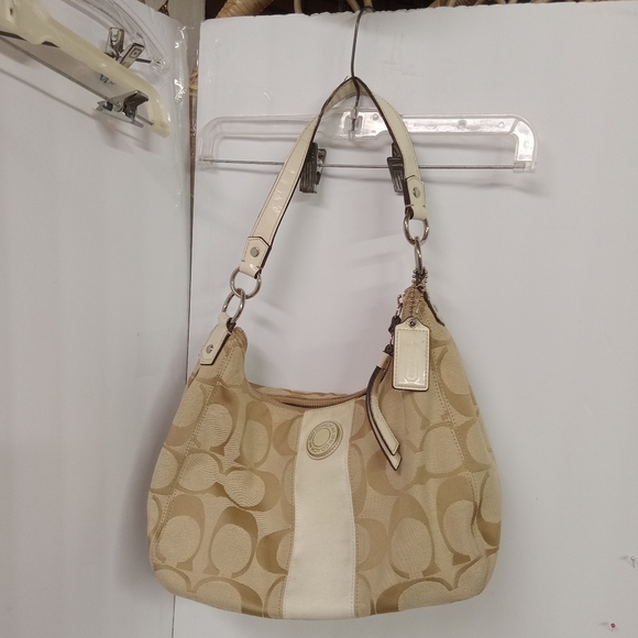 Coach Satchel Shoulder Bag Canvas F19281, Crossbody Adjustable Strap - Picture 2 of 12